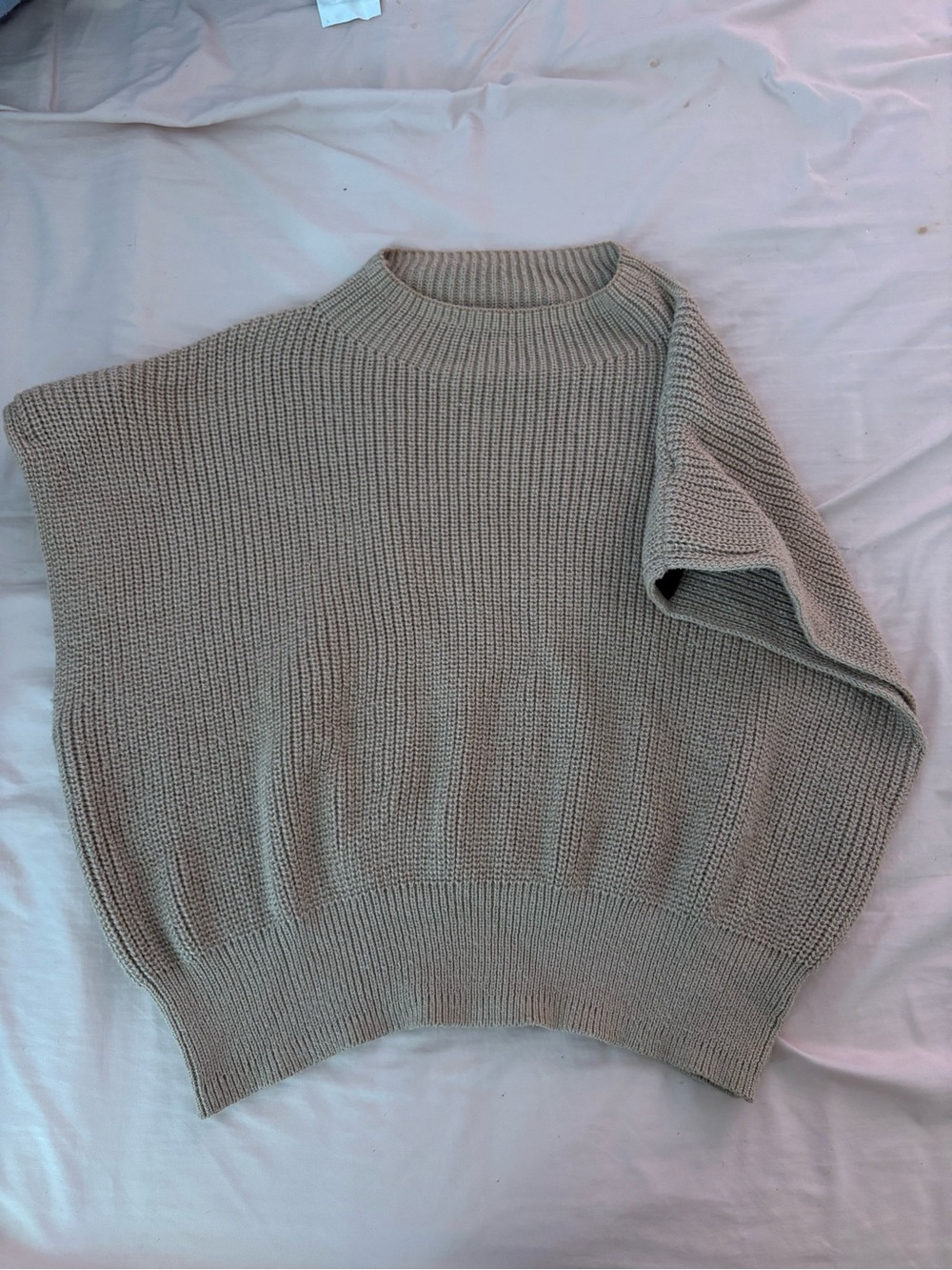 Chunky Knit Crop Sweater Vest in Beige Taupe